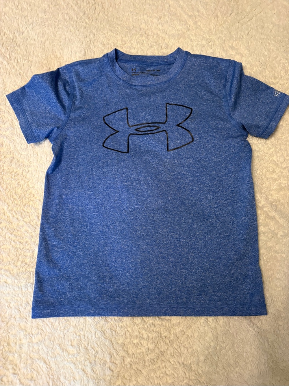 Under Armour Blue Performance Fabric Heather Short Sleeve Logo Tee boys